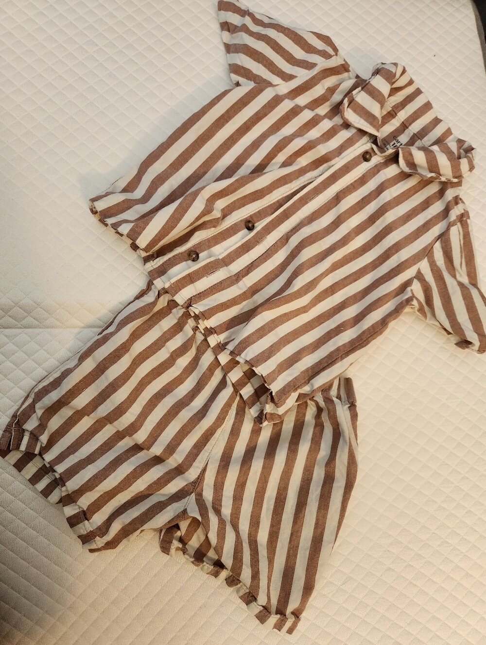 Carter's Brown & White Striped Two-Piece Set